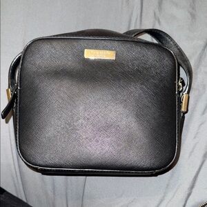 Kate Spade Black Messenger Bag with Smooth Leather and Gold Hardware